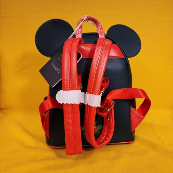 Loungefly Disney Minnie Mouse Holiday Holly Ears Bow Cosplay Mini Backpack NEW - Picture 5 of 11